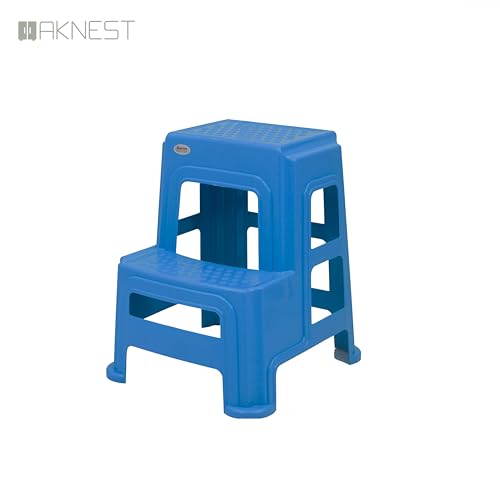 Image of Oaknest Supreme Multipurpose Plastic 2-Step Stool for Kids & Adults - Anti-Slip Lightweight Stepping Stool for Kitchen, Bathroom & Home - French Blue, 1 Piece