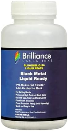 Liquid Ready Laser Marking Powder-Brilliance Laser Inks -BLI101MBLIQ120- Black Laser Ink for Metals Marking with CO2/Fiber/YAG (120 ml, Black)