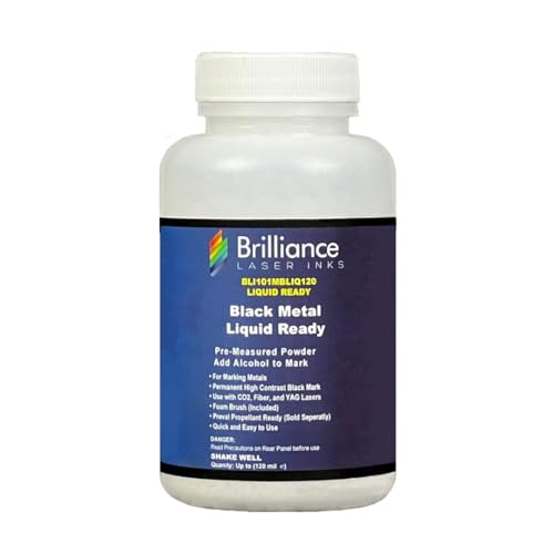 Liquid Ready Laser Marking Powder-Brilliance Laser Inks -BLI101MBLIQ120- Black Laser Ink for Metals Marking with CO2/Fiber/YAG (120 ml, Black)
