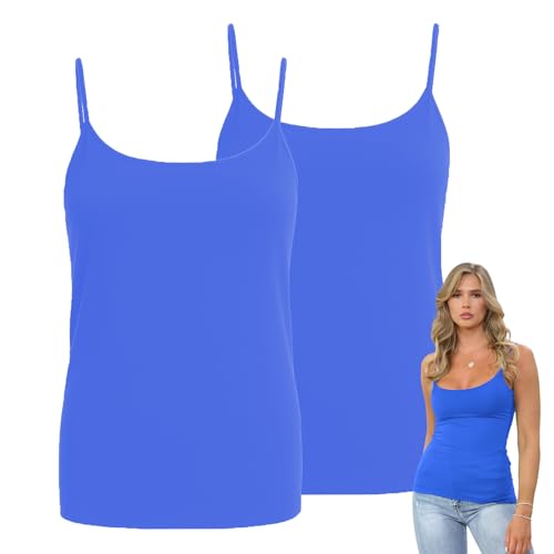 Débardeur femme grande taille stretch bleu marine col rond