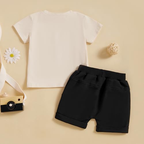 Sejardin Infant Baby Boy Summer Clothes Letter Print Short Sleeve T Shirt Tops and Stretch Shorts Cute Baby Boy Outfit3