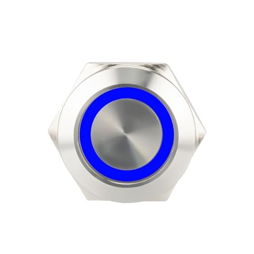 Interrupteur bouton-poussoir 8mm avec anneau lumineux LED bleu