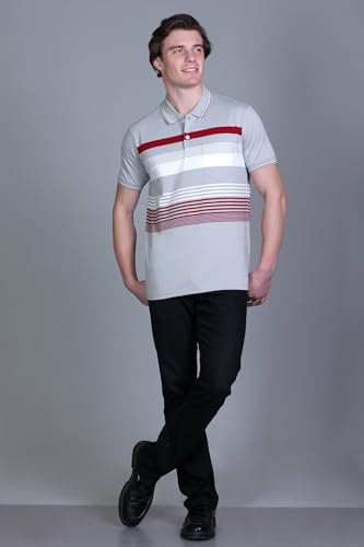Image of SANE ORIGINALS T-Shirt for Men with Pocket || Textured Striped Polo for Men