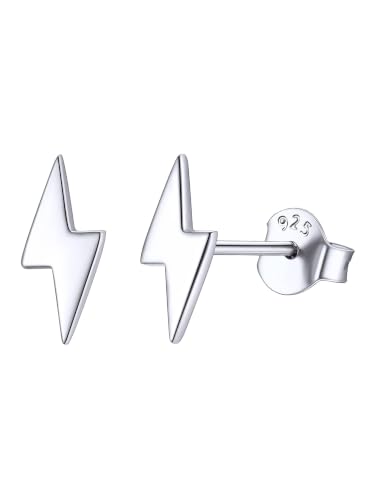 ChicSilver 925 Sterling Silver Lightning Bolt Earrings for Women Hypoallergenic Minimalist Small Stud Earrings 10mm Flash Thunder Earrings Jewelry