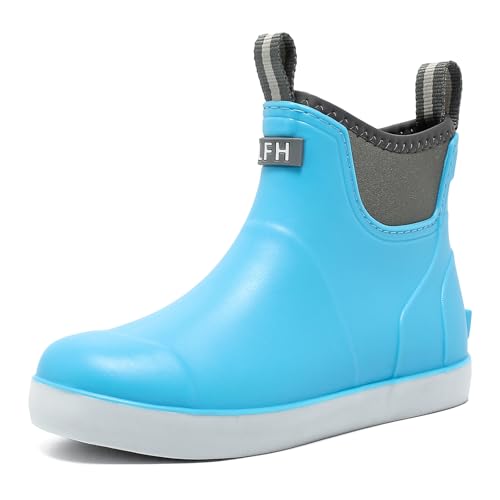 Image of Women's Deck Boots, Rubber Rain Boots Chelsea Ankle Booties with Anti-Slip Sole Waterproof Fishing Shoes for Outdoor Work Garden Camping