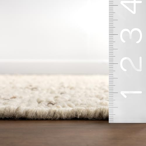 Image of Nuloom Juju Ivory Solid Flatweave Wool Area Rug, 10' x 14' | Nuloom JuJu Solid 10' x 14' Wool Area Rug for Living Room Bedroom Dining Room, Ivory