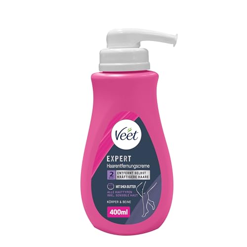 Veet Expert Haarentfernungscreme für Körper & Beine - Enthaarungscreme für alle Hauttypen, inkl. sensibler Haut - 400 ml Pumpspender