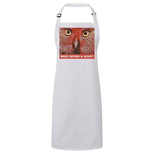 Tablier cuisine blanc Who Gives A Hoot contre les taches motif oiseau vintage