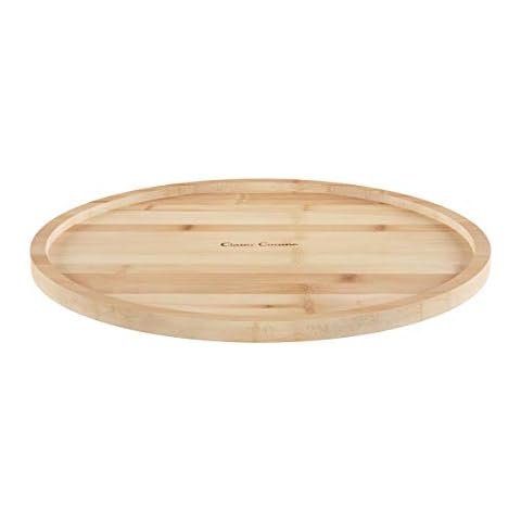 Classic Cuisine 83-97 Lazy Susan - All-Natural Bamboo Round Single Tier Turntable Kitchen Pantry and Vanity Organizer and Display with 14 Inch Diameter Cover
