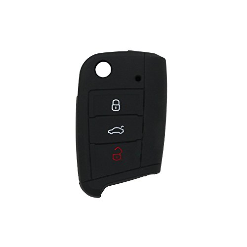 BROVACS Silicone Cover Protector Case Holder Skin Jacket Compatible with VOLKSWAGEN 3 Button Flip Remote Key Fob CV9803 Black - Image 2