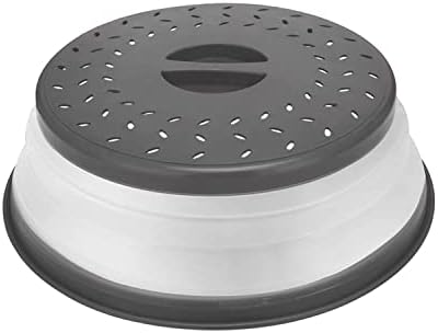 Thermoplastic Rubber Microwave Splatter Cover ,Microwave Cover for Food Fruit Drainer,BPA-Free Dishwasher Safe 10.5 inch (GREY)