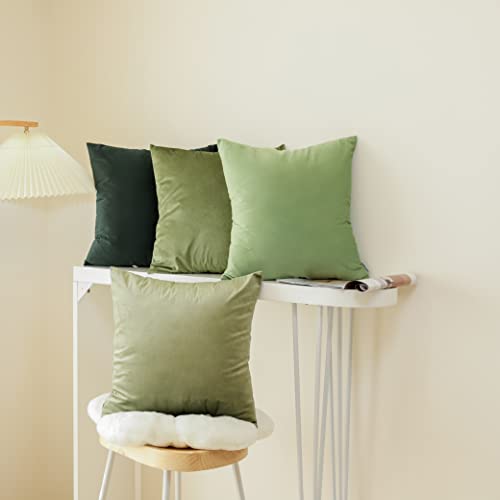 Mekajus Green Throw Pillow Covers 18X18 Set Of 4 Velvet Soft Square Pillow Cover Couch Pillow Cover Case Pillowcase For Patio Sofa Bed Bedding Living Room (Green) #TOP5