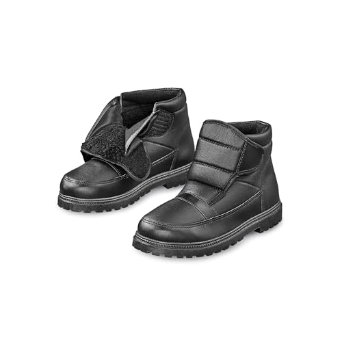 Collections Etc Mens Adjustable Easy-On Non Slip Water-Resistant Strap Winter Boots