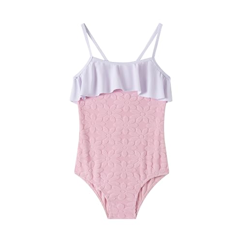 LIZENS Girls One Piece Swimwear Ruffle Trim Beach Bathing Suit 2-12 Years Floral Spaghetti for Kids Swimsuit