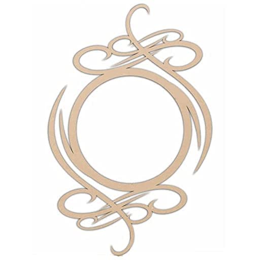 Printfry Ready to Decorate 3mm Pine MDF Wooden Cutouts Wavy Circles Frame of MDF (8 Inch)