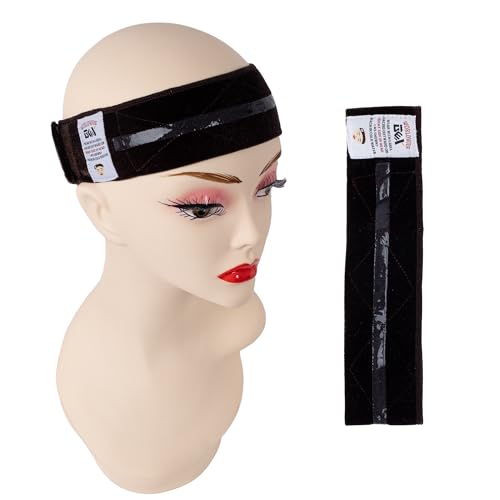GEXWORLDWIDE GEX New Wig Band Velvet with Silicone for Keeping Wigs in Place Updated Wig Grip Scarf Head Hair Band Wig Band Adjustable Fastern (Black)