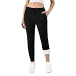 Ipletix Women's Thermal Jogging Bottoms, Lined Fleece Thermal Trousers with 2 Pockets, Thickened Warm Sweatpants with Drawstring, Winter Thick Pants for Leisure, Gym and Jogging Black