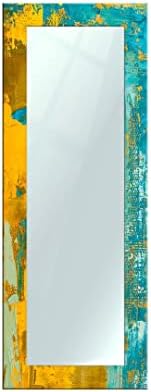999STORE Printed Wall Mirror for Bedroom Large Wall Mirror Blue Yellow Abstract Pattern Large Long Big Full Length Mirror (MDF_18X48 Inches) MirrorBMP245