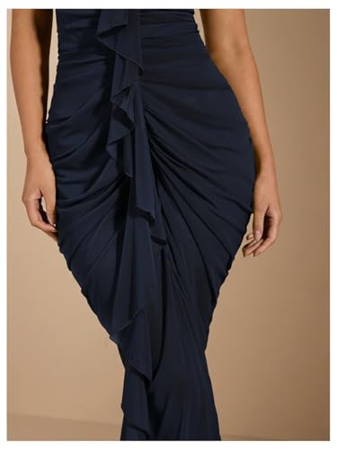 Image of Floerns Women's Ruffle Ruched Cami Dress Draped Split Elegant Bodycon Maxi Dresses