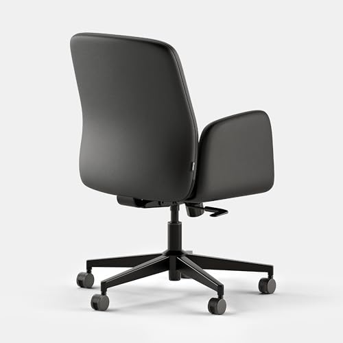 Image of Branch Softside Mid Century Modern Office Chair, Vegan Leather - Removable Arms & Mid Back Design with Luxury Cloud-Like Comfort - Adjustable Height - Integrated Lumbar Support - Black