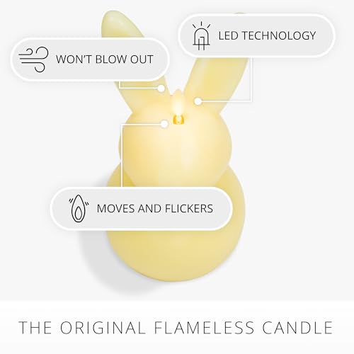 Image of Luminara Easter Bunny Candle- Lemon Chiffon 4.5 inch x 4.5 inch x 8.5 inch- Flameless Real-Flame Holiday-Inspired Decor- AA Batteries- Flickering LED Flame