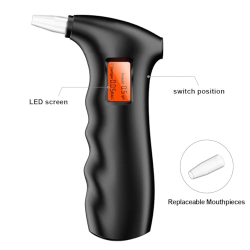 Breathalyzer,Personal Grade Accuracy Breath Alcohol Tester with Replaceable Mouthpieces,Breathalyzer Alcohol Tester for Home or Party Use
