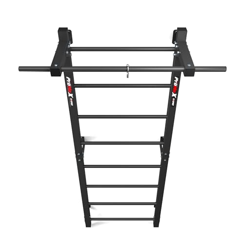 K-Sport: Sprossenwand mit 8 Sprossen I Klettergerüst bis 250kg belastbar I Turnwand mit Klimmzugstange I Metall-Kletterwand zur Wandmontage für Erwachsene & Kinder, inkl. E-Book