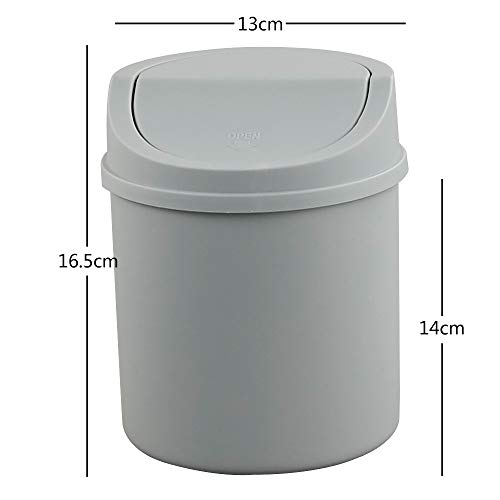 Mini caneca de basura de escritorio 2 litros con tapa basculante gris miniatura 2
