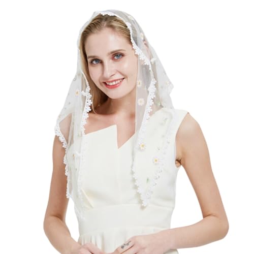 Mantilla negra de encaje floral velo de iglesia catolica para misa latina