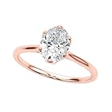 Élégant diamant de laboratoire ovale certifié IGI, couleur D, pureté VS dans une coupe ovale étincelante, serti dans une monture cathédrale moderne à 6 griffes pour plus de profondeur et une brillance éclatante.