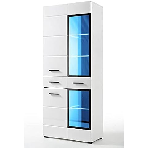 BIM Furniture Glasvitrine Wandschrank Lauren SV Regale Hängevitrine Weiß Glanz Cover