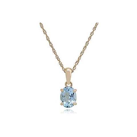 Gemondo 9ct Yellow Gold Oval Aquamarine Classic Claw Set Pendant Cover