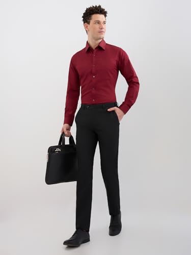 Image of Raymond Men Slim Fit Structure Pattern Pure Cotton Semi Cutaway Collar Full Sleeve Formal Shirt