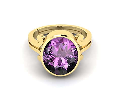 INDIA MADE 9.25 Ratti 8.50 carati ametista naturale certificata oro placcato Rign per uomini e donne - B0BF4CNS6W, argento, zaffiro creato, Argento, Zaffiro sintetico