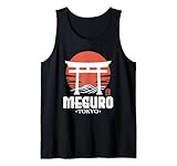 Retro Meguro Japan Torii Gate Japan Kanji Japonés Souvenir Camiseta sin Mangas