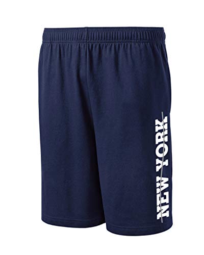 Wally's Custom Apparel New York Shorts Navy Blue with Side Pockets Mens (Small)