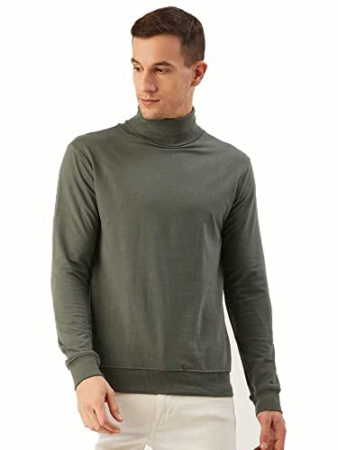 Men's Fleece High Neck Solid Sweatshirts