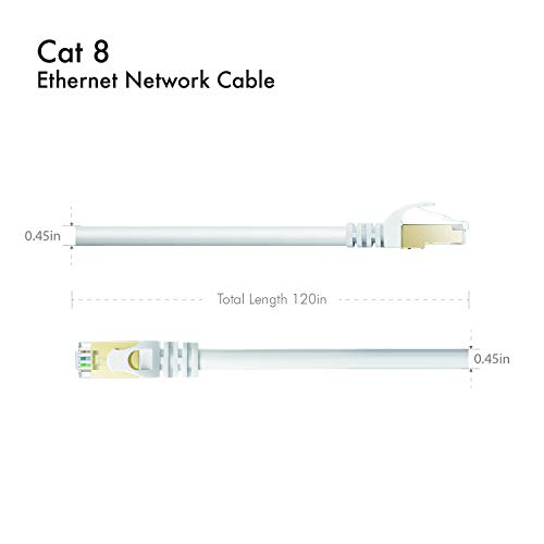 Cat 8 Ethernet Cable 10 ft Shielded, 26AWG Lastest 40Gbps 2000Mhz SFTP Patch Cord, Heavy Duty High Speed Cat8 LAN Network RJ45 Cable- in Wall, Outdoor, Weatherproof Rated for Router, Modem, Gaming - Thumbnail 7