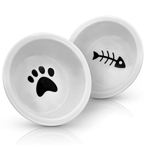 Set 8 Ciotole Per Gatti In Ceramica - Antifatica Baffi, Piatte E Colorate, Per Cibo E Acqua - Foto 5