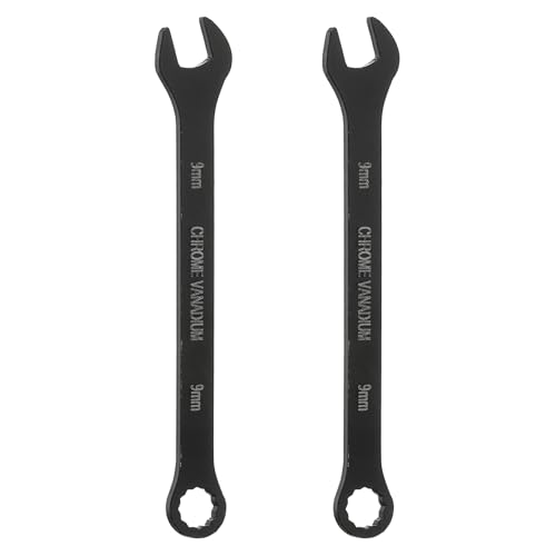 Image of sourcing map 2pcs Metric Combination Wrench 9mm CR-V Steel 12-Point Box & Open End Double Ended Wrenches Spanners Tools for Household Automotive Machinery DIY Repair, Black