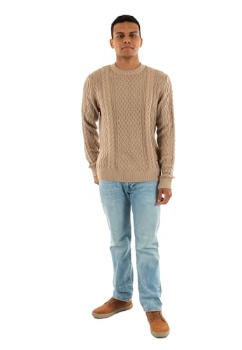 Tommy Jeans Men's Cable Knit Jumper, Brown (Coastal Taupe Tonal), M