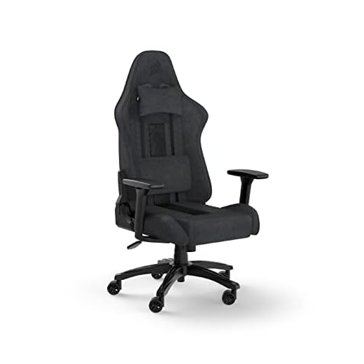 Corsair TC100 Relaxed Silla para Juegos - Fabric - Diseño Inspirado en Las Carreras - Cojín Lumbar - Almohada Cervical Extraíble de Espuma Viscoelástica - Reposabrazos Ajustables - Gris y Negro