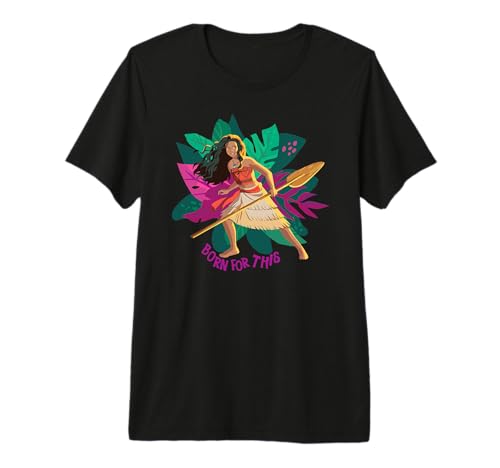 Image of Disney Moana Born For This Floral Background Oar In Hand Premium T-Shirt