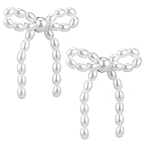 Beaupretty Pendientes De Perlas Colgantes Joyería De Lazo Bisutería Para Señora Pendientes De Botón Accesorio Elegante