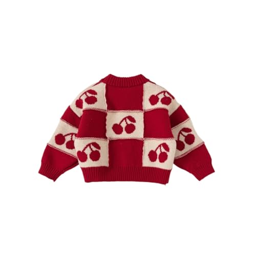 Girls' autumn long sleeved knitted sweater, children's sweater, cherry knitted jacket3