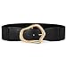 XZQTIVE Women Wide Elastic Waist Belt for Dresses Fashion Big Gold Buckle Stretchy Leather Waistband for Ladies, Black, 110cm