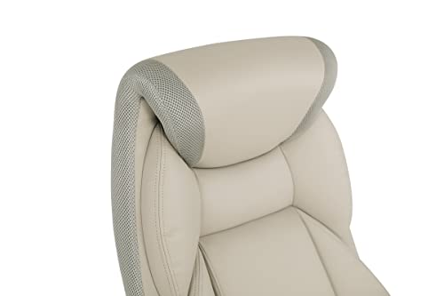 Office Star ECH Series Executive Bonded Leather Office Chair with Lumbar Support and Padded Height Adjustable Arms, Taupe with Cocoa Coated Nylon Base by Office Star Products - Image 7