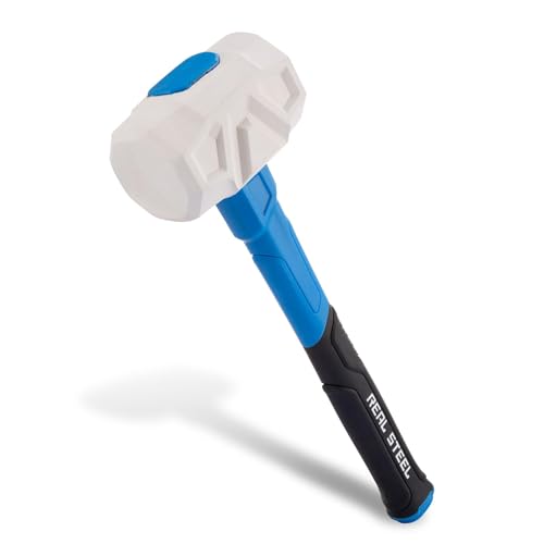 Image of Real Steel Rubber Mallet Hammer 24 OZ White Rubber Hammer with Solid Head, Double-faced Mallets for Flooring, Woodworking, Camping, Automotive 0320