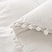 MOVE OVER White Duvet Cover Set Boho Duvet Cover Set Queen Size Solid White Pom Pom Fringe Trim Design 3 Pcs White Comforter Cover Set (Queen, White)