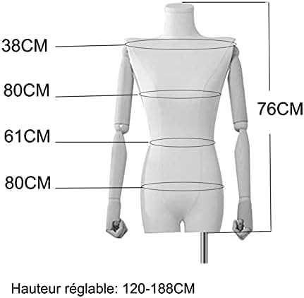 Torso Mannequin Stand, Female Mannequin Torso Dress Form, 120-188CM Height Adjustable Half Body Mannequin Body, Clothing Display Frame for Shop, Gold,Gold-Gold